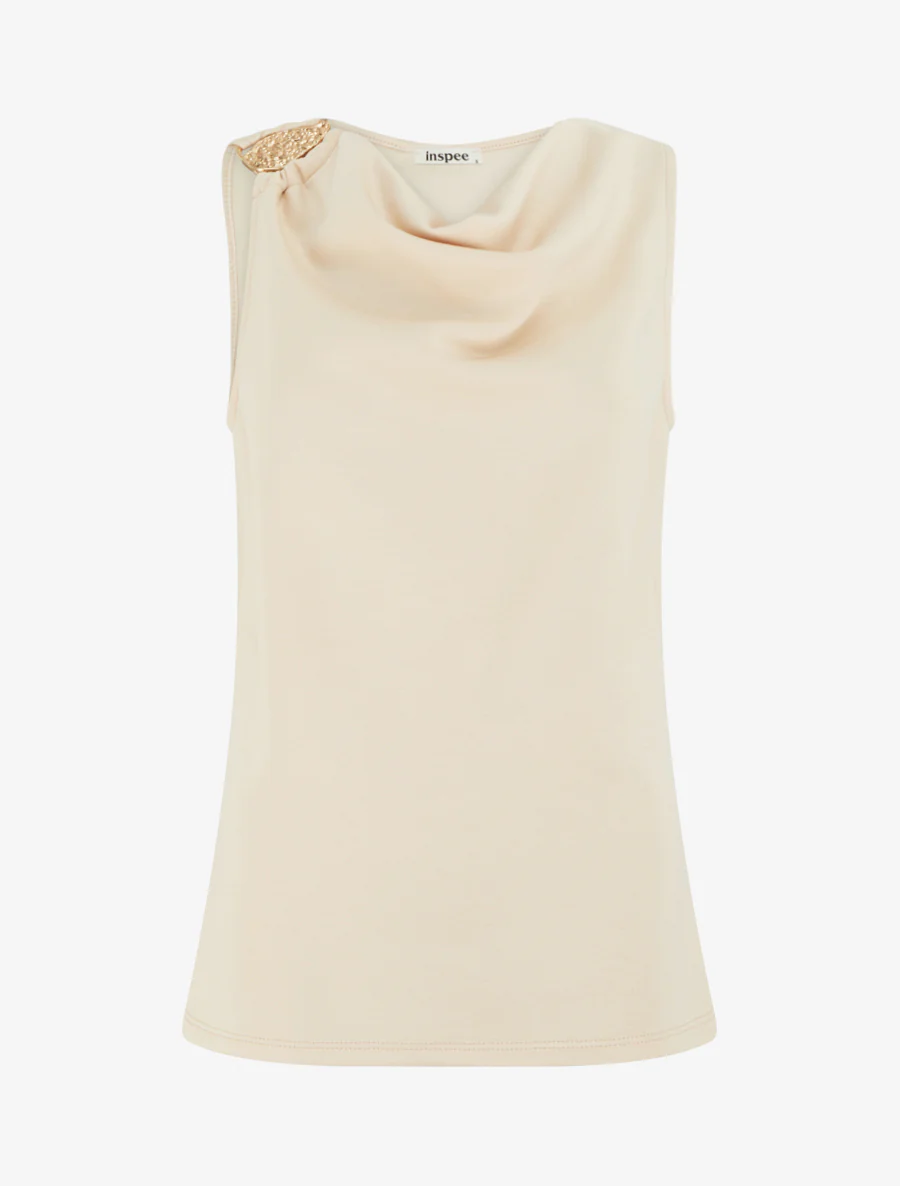 Top sans manches à bijou texturé - Beige