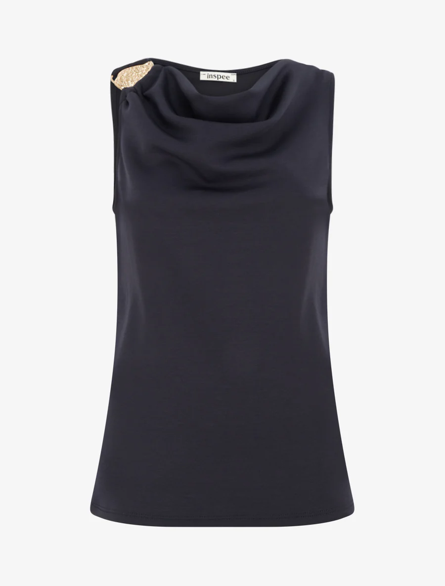 Top sans manches à bijou texturé - Bleu nuit