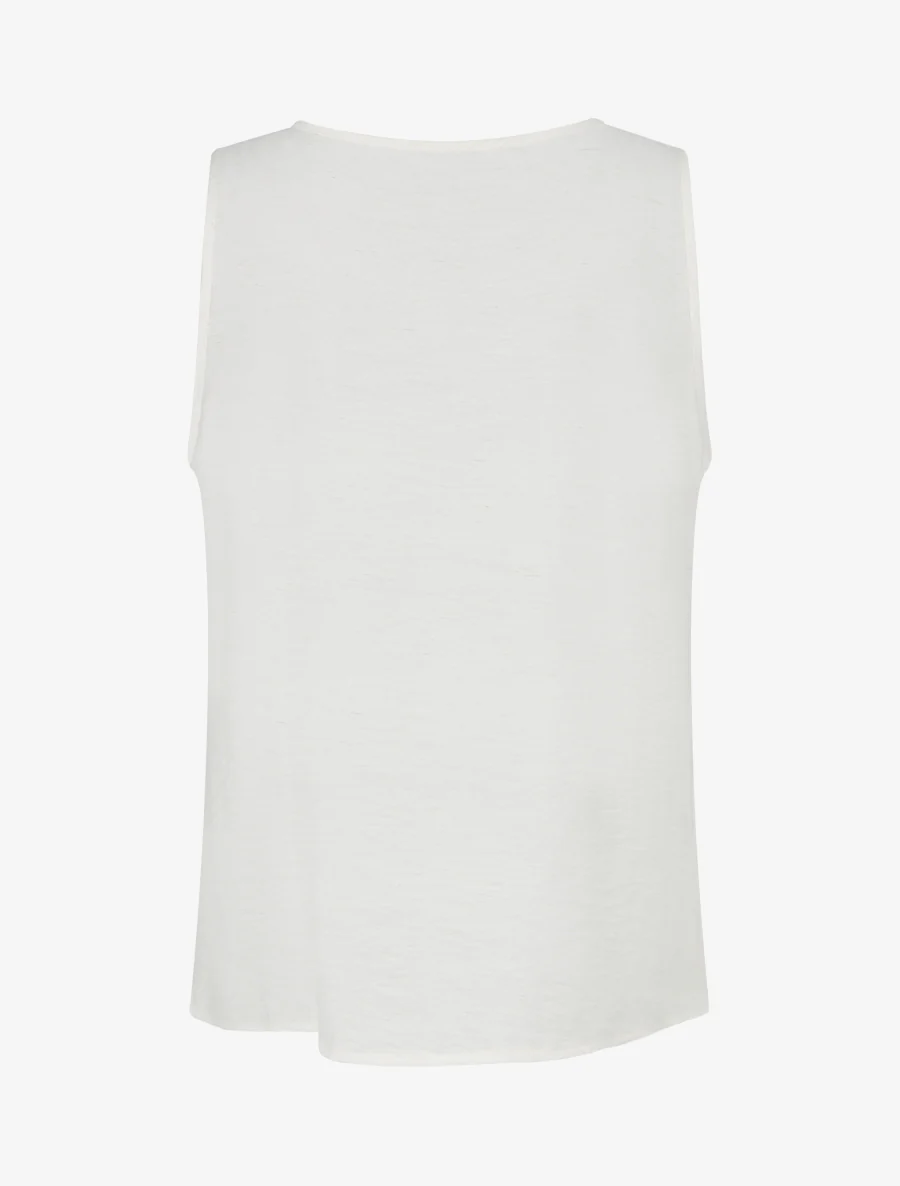 Top sans manches à col rond et broderie - Écru - Image 2