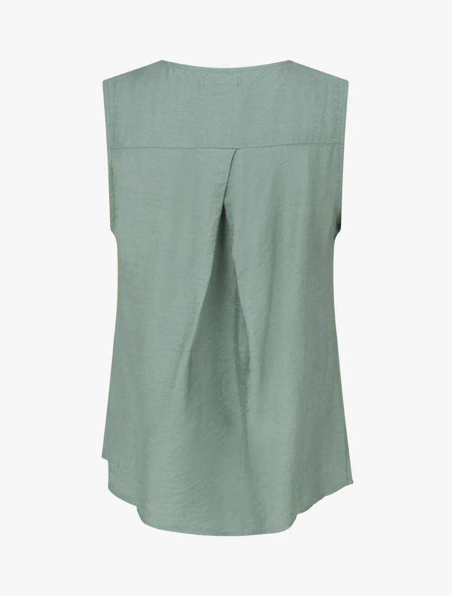 Top sans manches à col V boutonné - Vert clair - Image 2