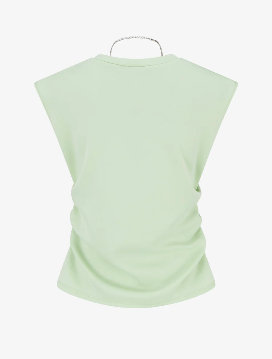 Top sans manches à côtés froncés - Vert amande - Image 2