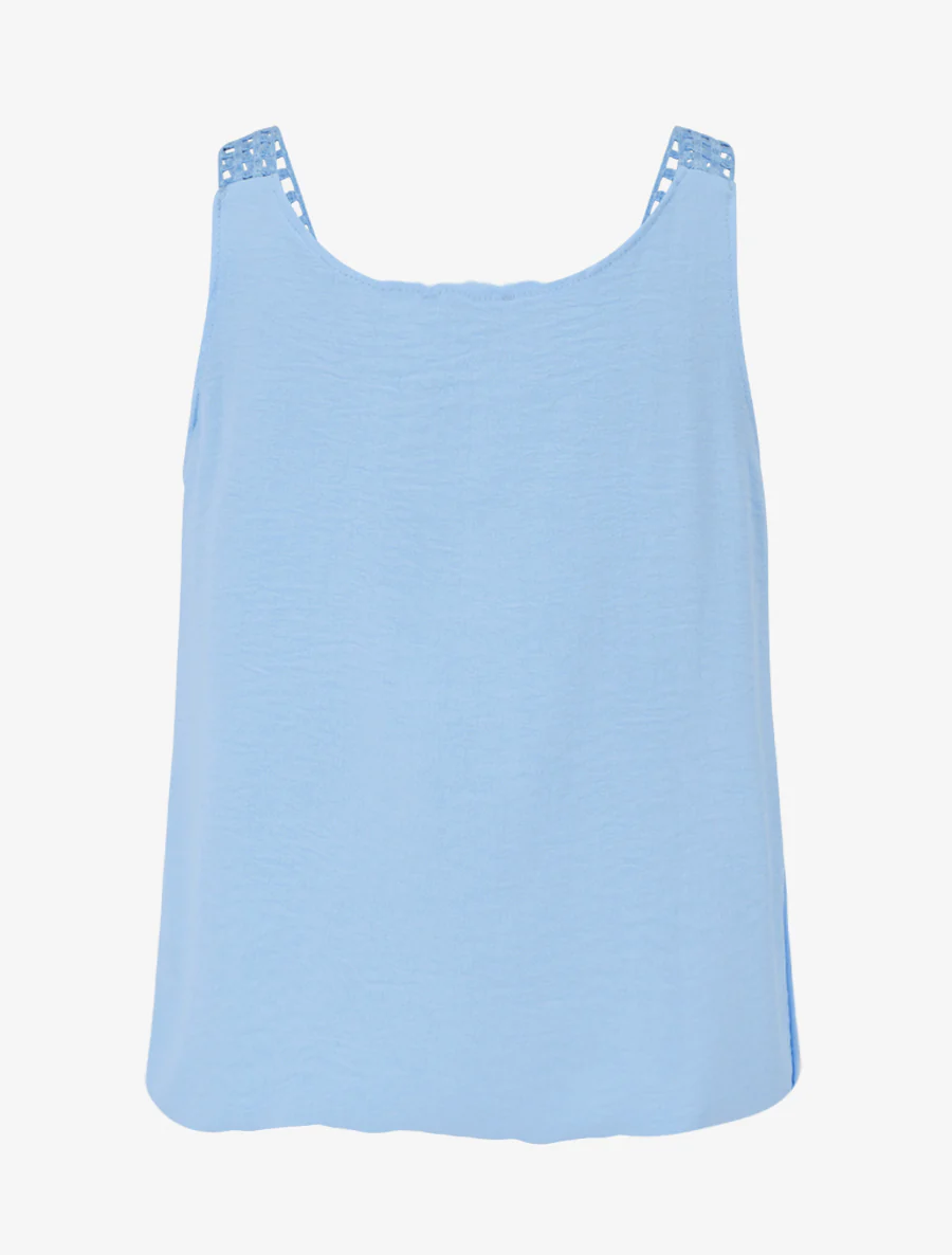 Top sans manches à dentelle et crochet - Bleu ciel - Image 2