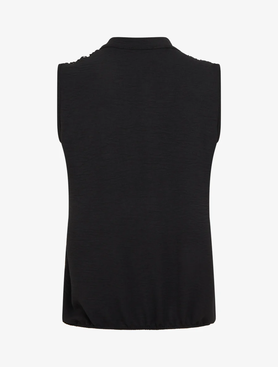 Top sans manches à détail brodé - Noir - Image 2