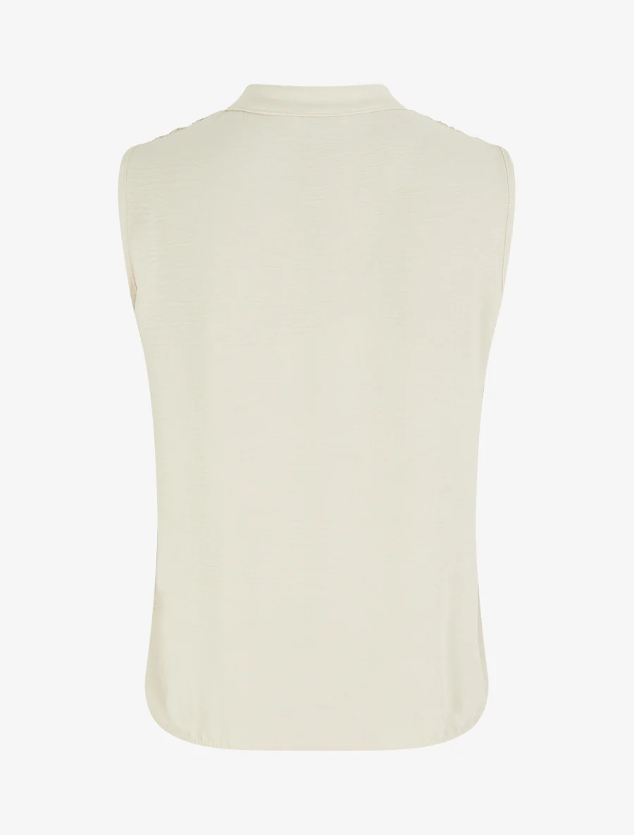 Top sans manches à détail brodé - Beige - Image 2