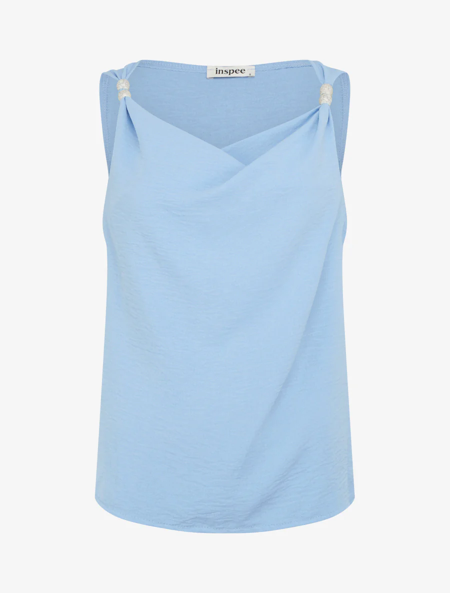 Top sans manches à empiècement bijoux - Bleu ciel