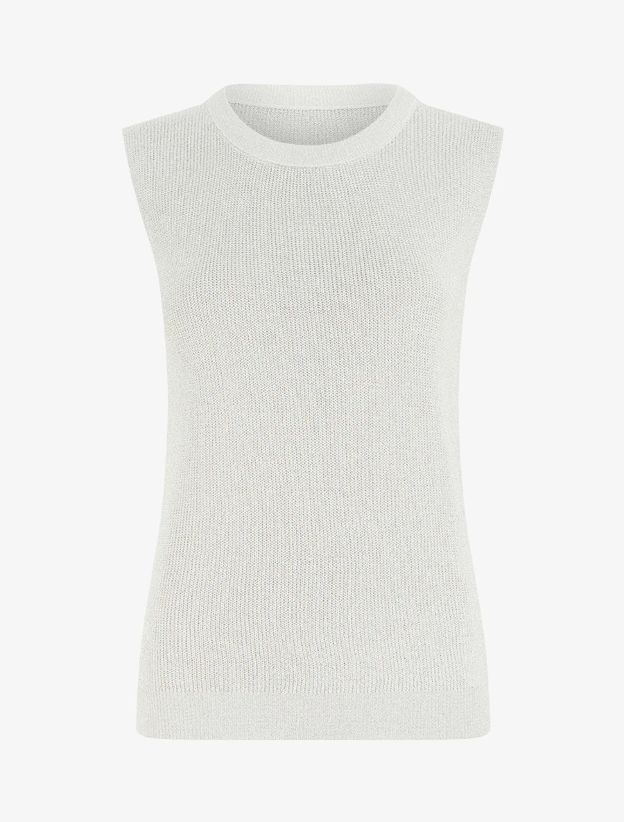 Top sans manches à maille fine irisée - Blanc