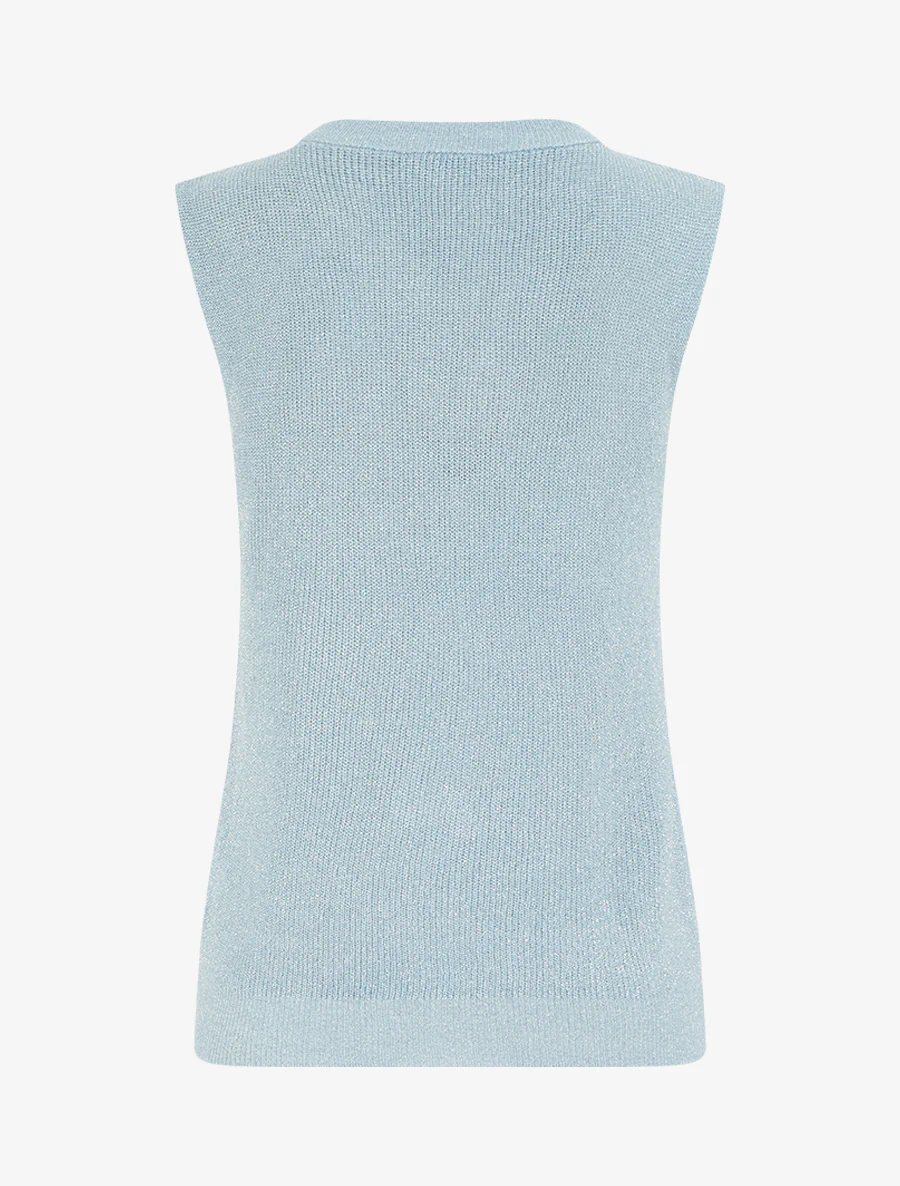 Top sans manches à maille fine irisée - Bleu ciel - Image 2