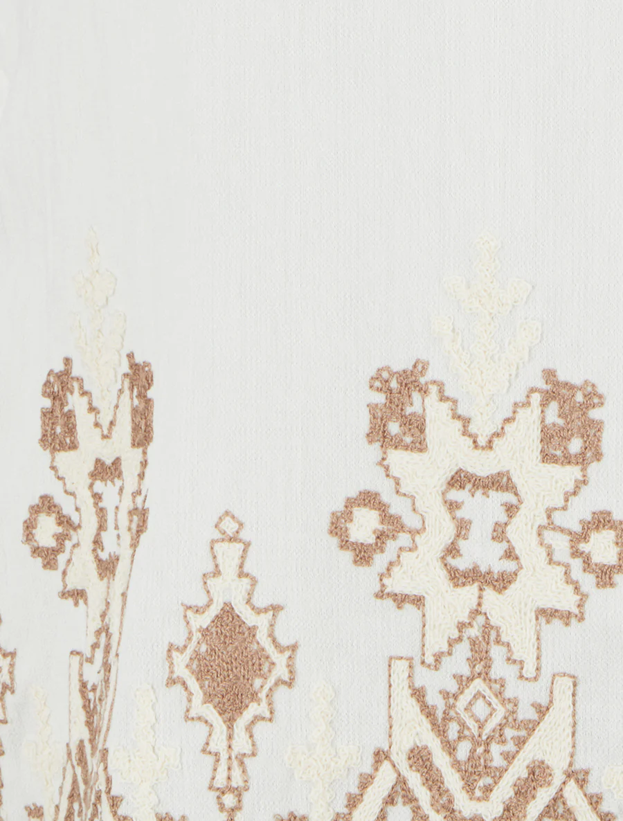 Top sans manches brodé coupe carrée - Beige - Image 3