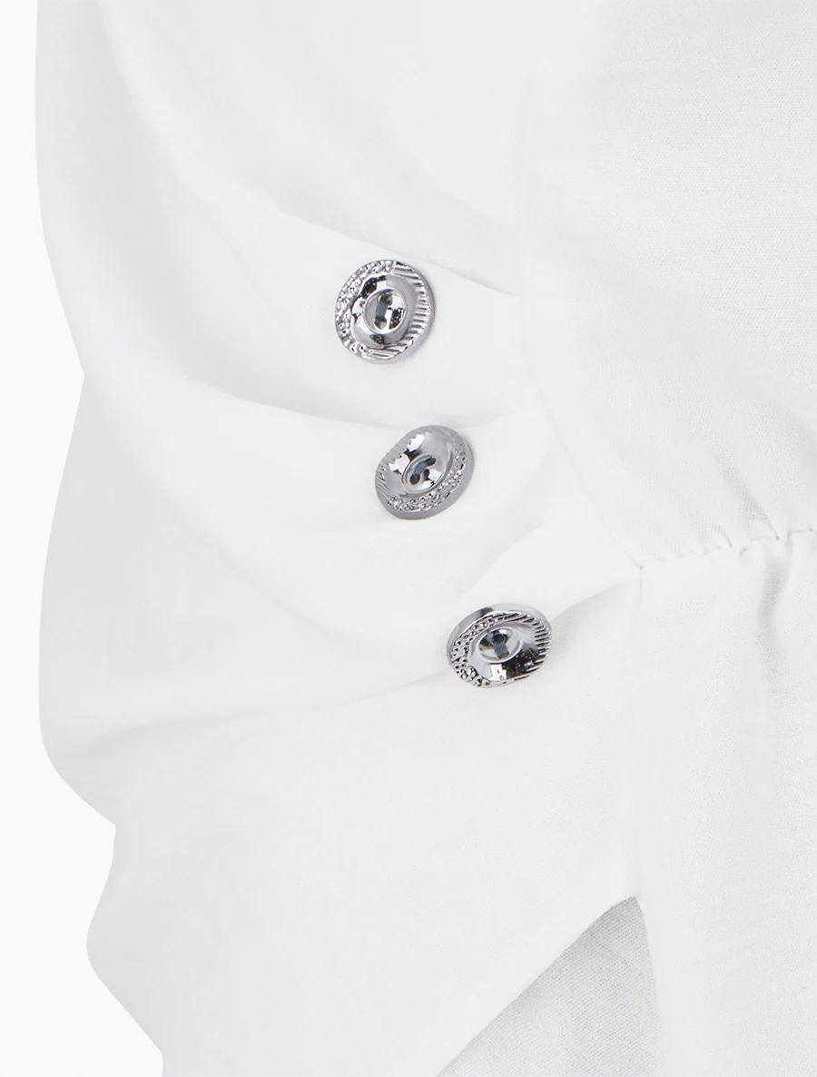 Top sans manches drapé à boutons - Blanc - Image 3