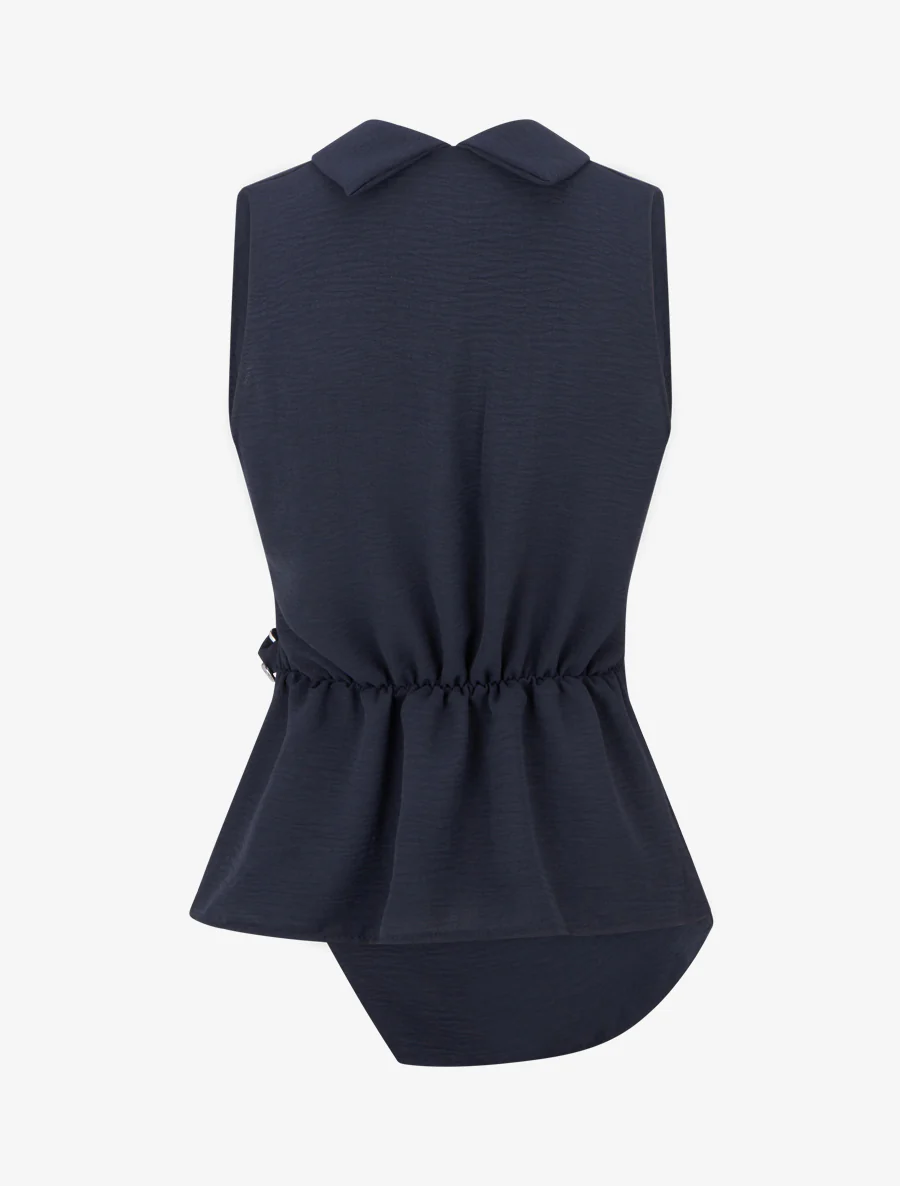 Top sans manches drapé à boutons - Marine - Image 2