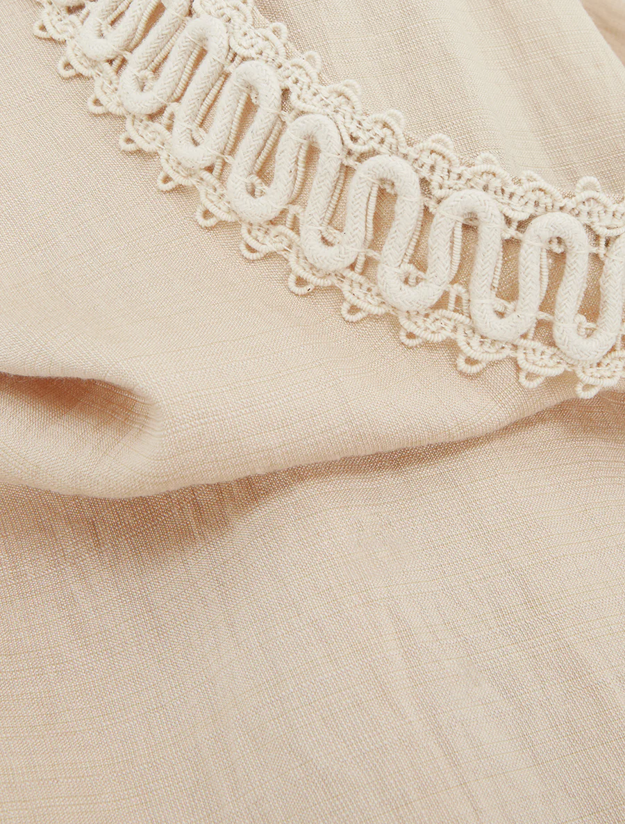 Top sans manches droit à broderies - Beige - Image 3