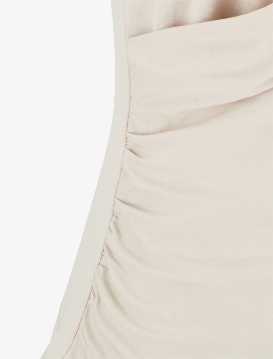 Top sans manches effet drapé à bretelle bijou - Beige - Image 3