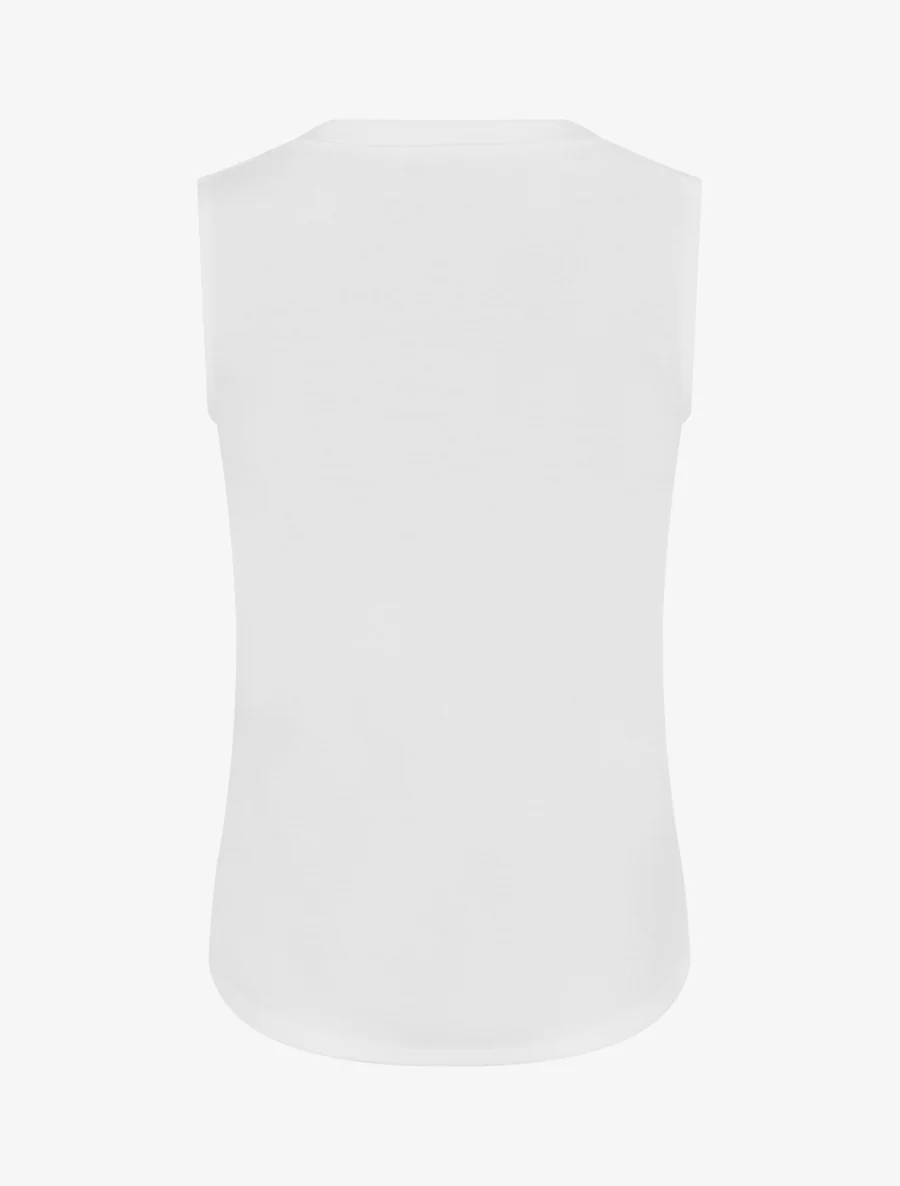 Top sans manches effet drapé et boutons - Blanc - Image 2