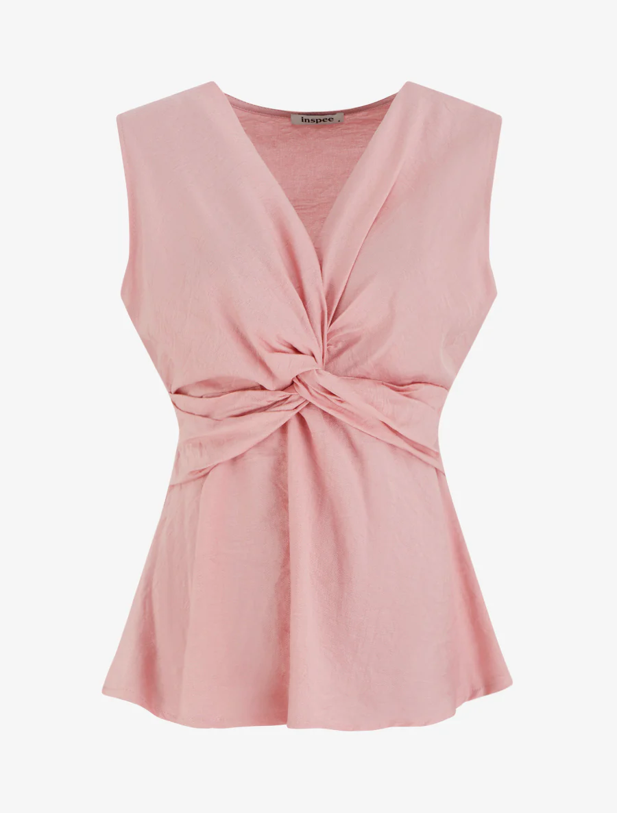 Top sans manches effet torsadé - Rose