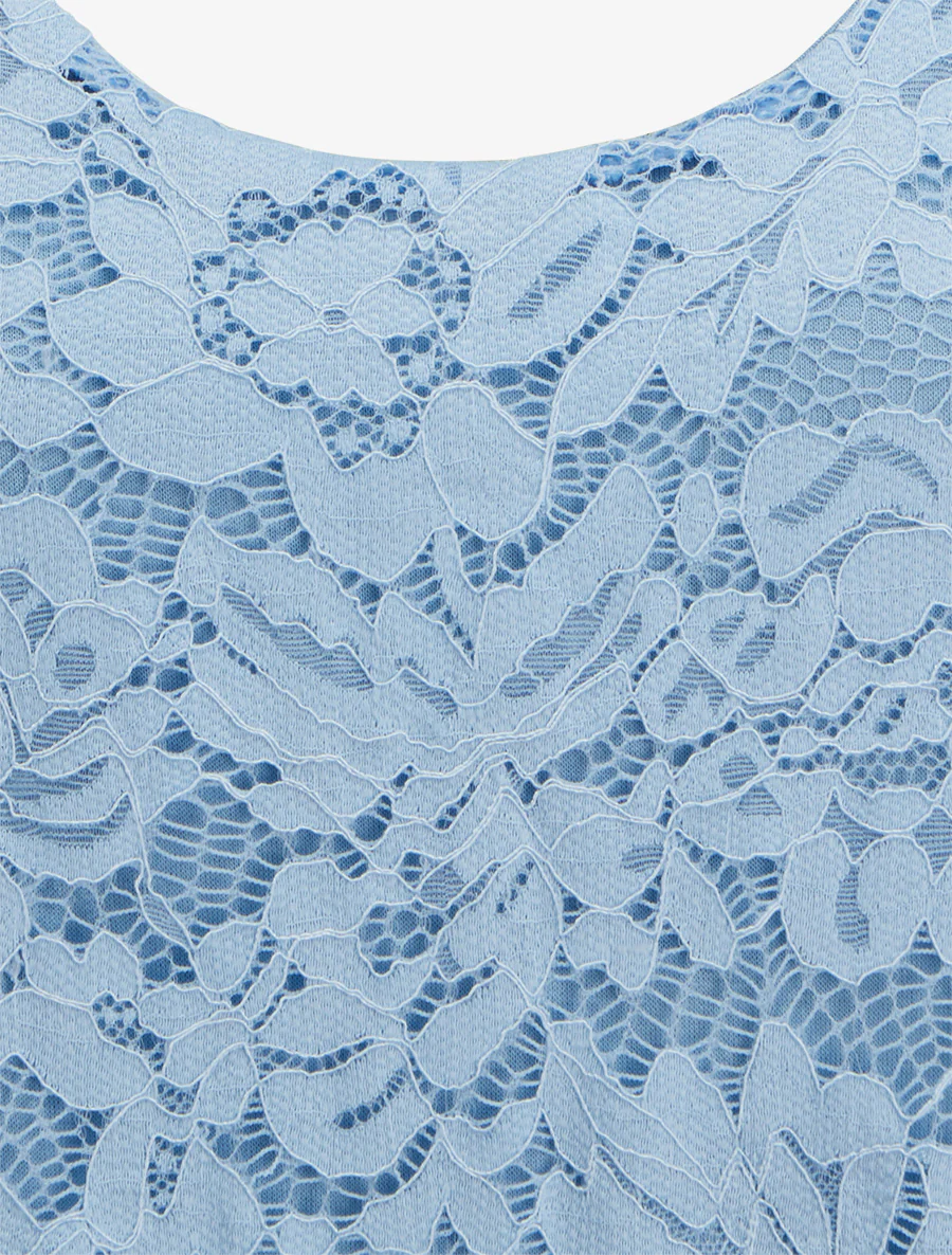 Top sans manches en dentelle à col U - Bleu ciel - Image 3