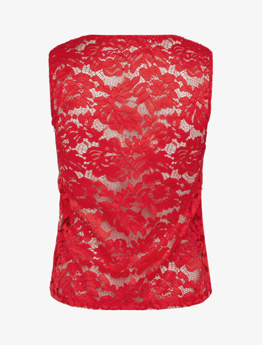 Top sans manches en dentelle - Rouge - Image 2