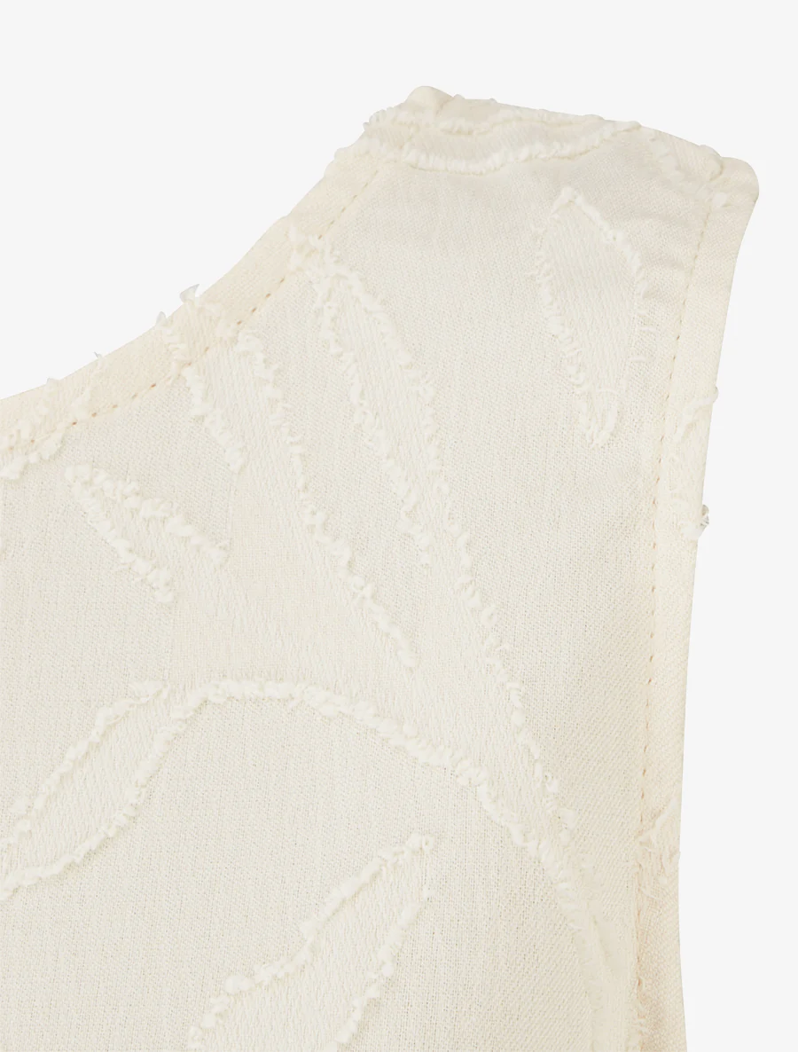 Top sans manches en tissu texturé - Beige clair - Image 3