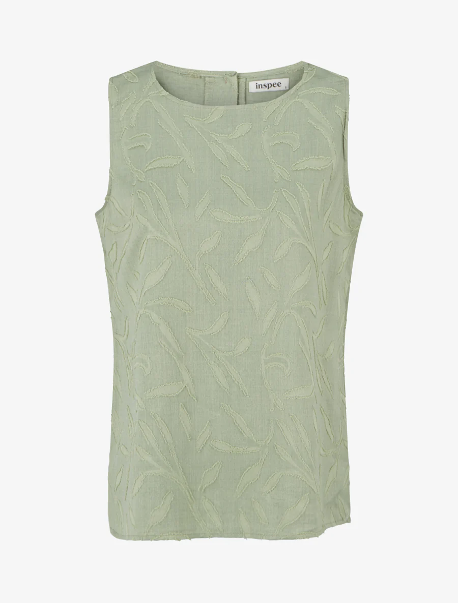 Top sans manches en tissu texturé - Vert olive