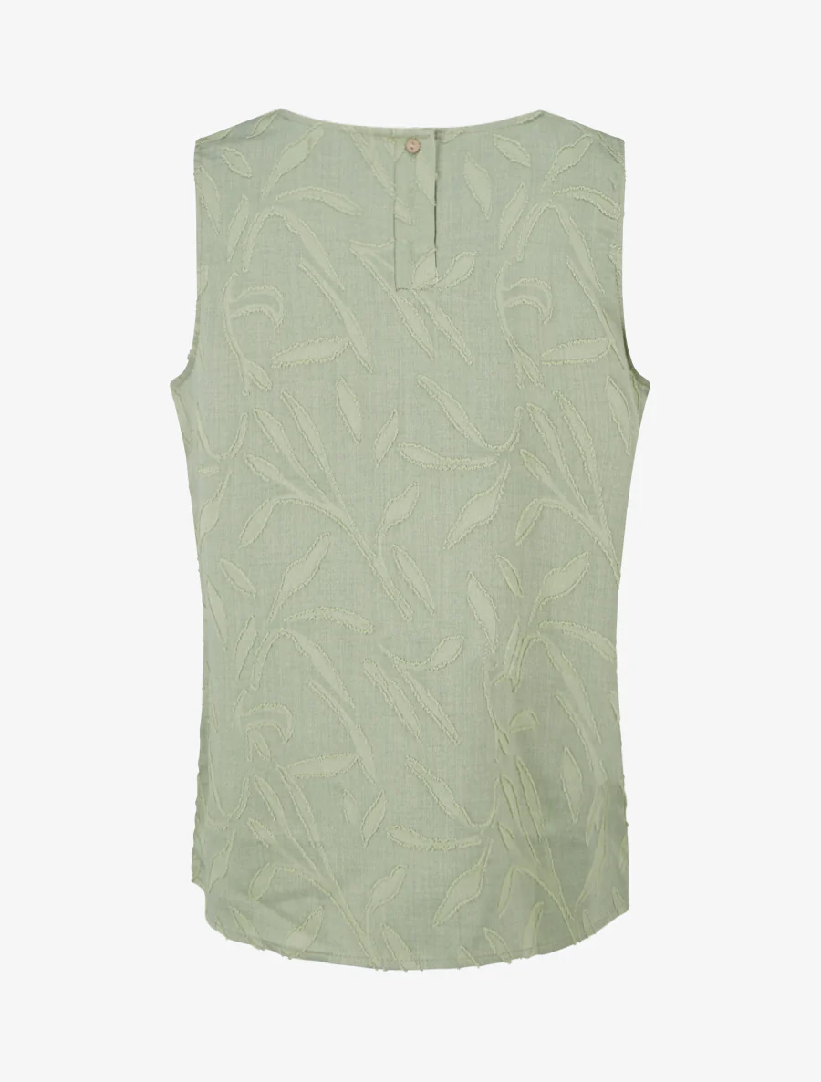 Top sans manches en tissu texturé - Vert olive - Image 2