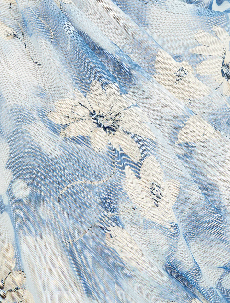 Top sans manches en tulle à fleurs - Bleu - Image 3