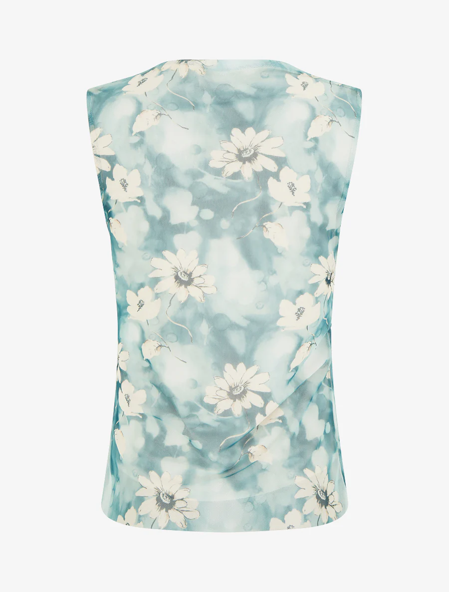 Top sans manches en tulle à fleurs - Vert émeraude - Image 2