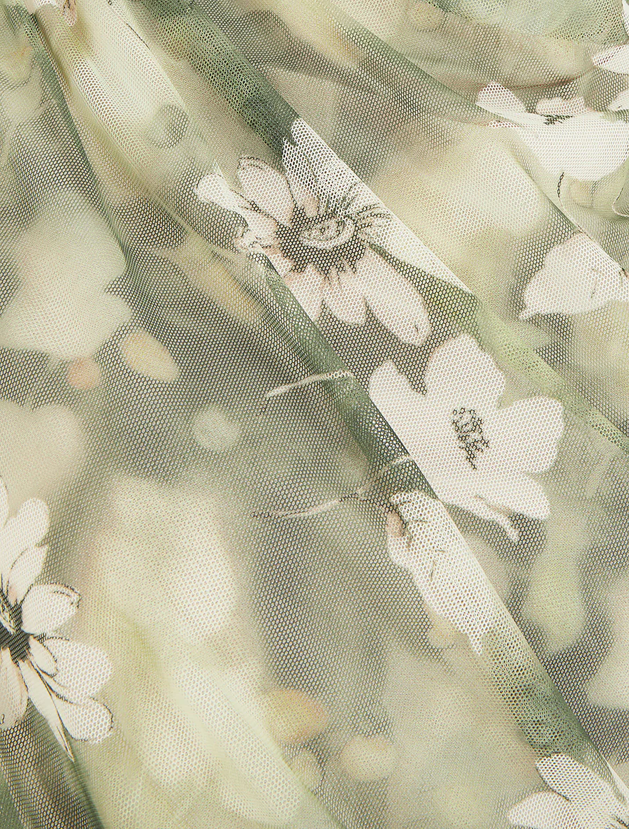 Top sans manches en tulle à fleurs - Kaki - Image 3