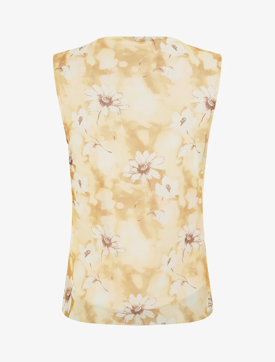 Top sans manches en tulle à fleurs - Jaune - Image 2