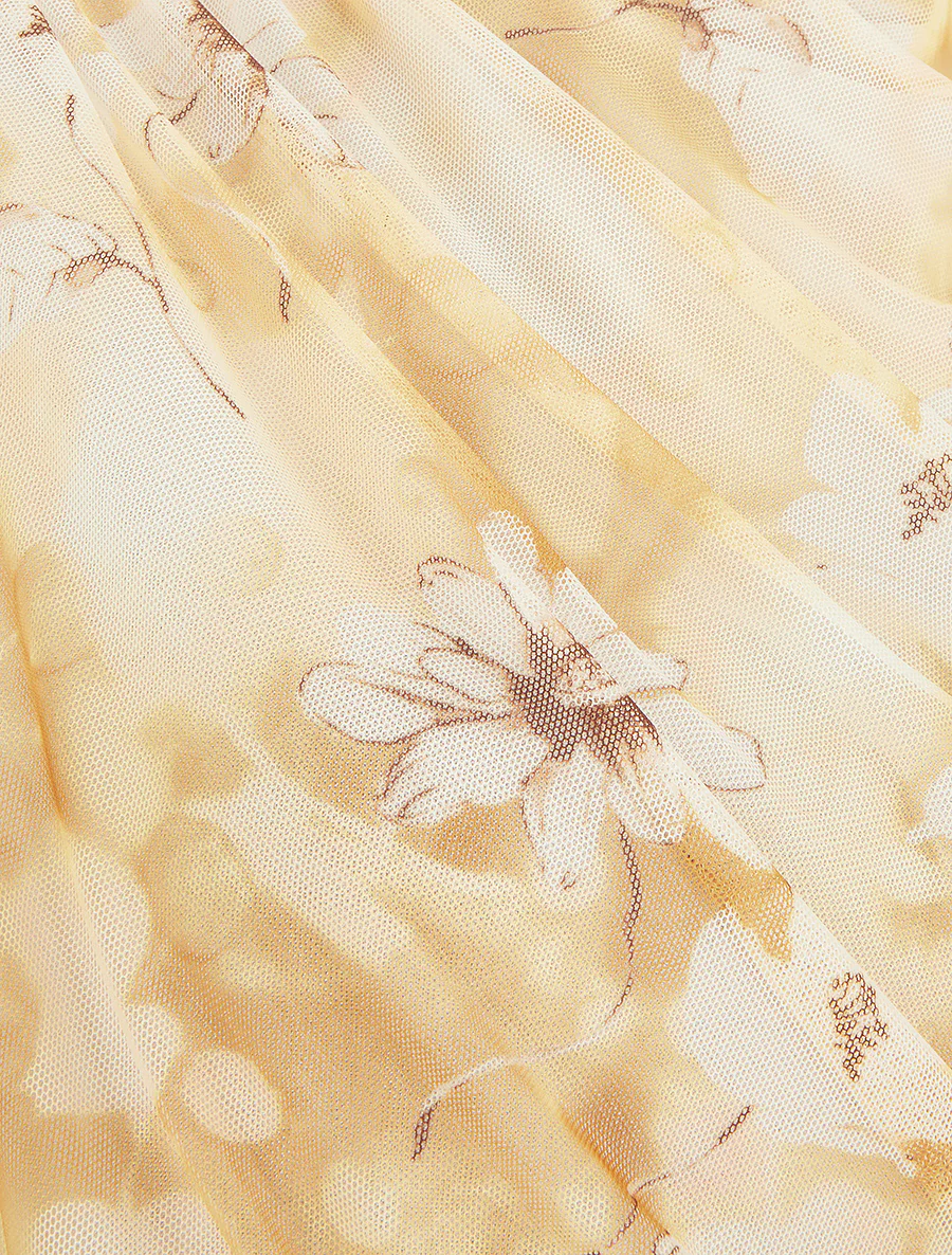 Top sans manches en tulle à fleurs - Jaune - Image 3