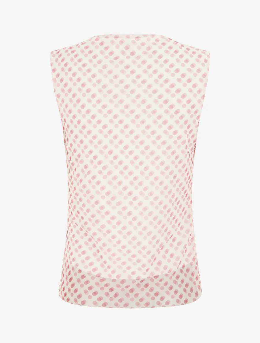 Top sans manches en tulle à pois - Rose - Image 2