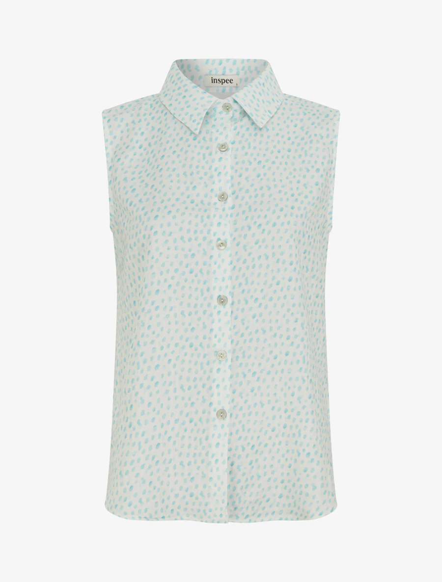 Top sans manches imprimé à pois - Turquoise