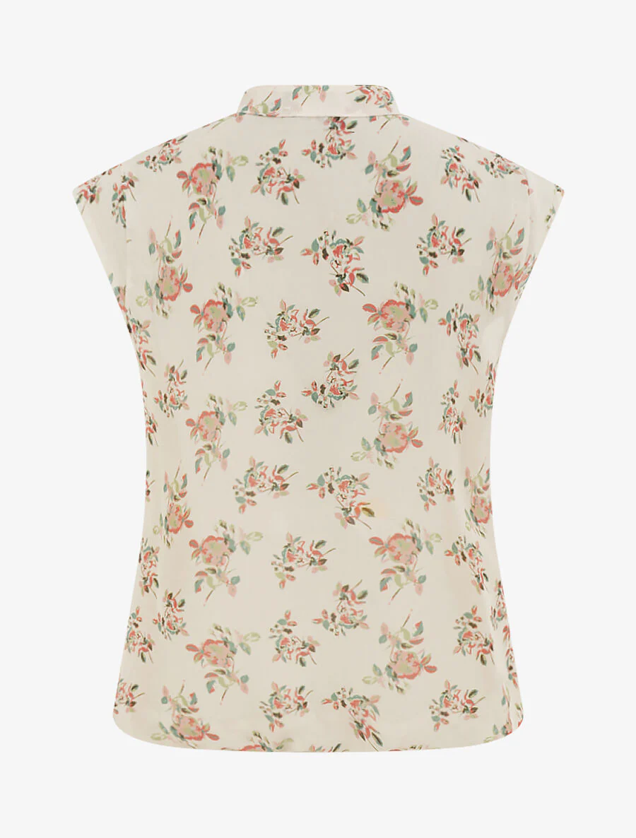 Top sans manches imprimé rosier - Beige - Image 2