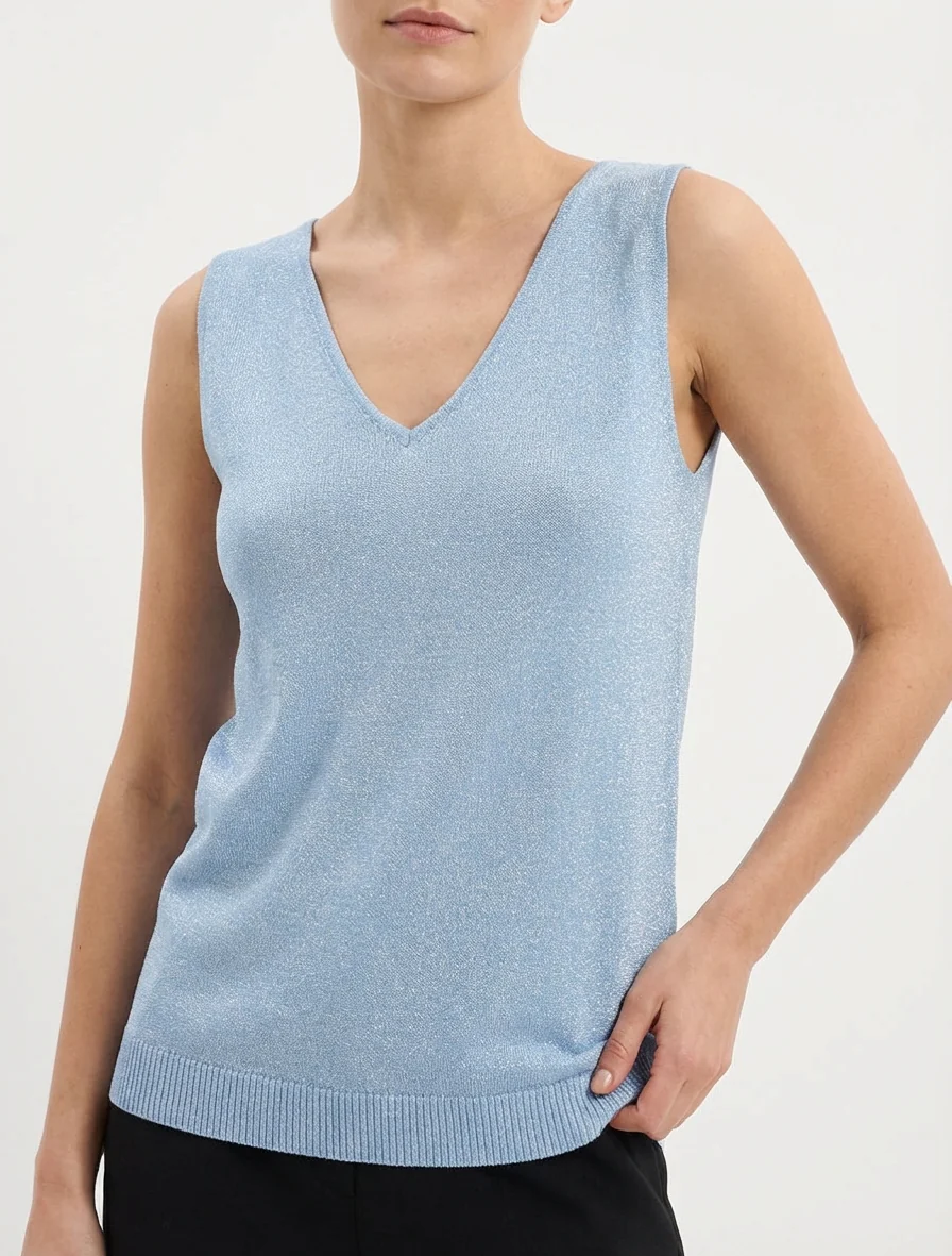 Top sans manches irisé - Bleu ciel - Image 4