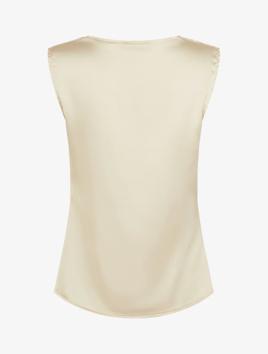 Top satiné à col bénitier - Beige - Image 2