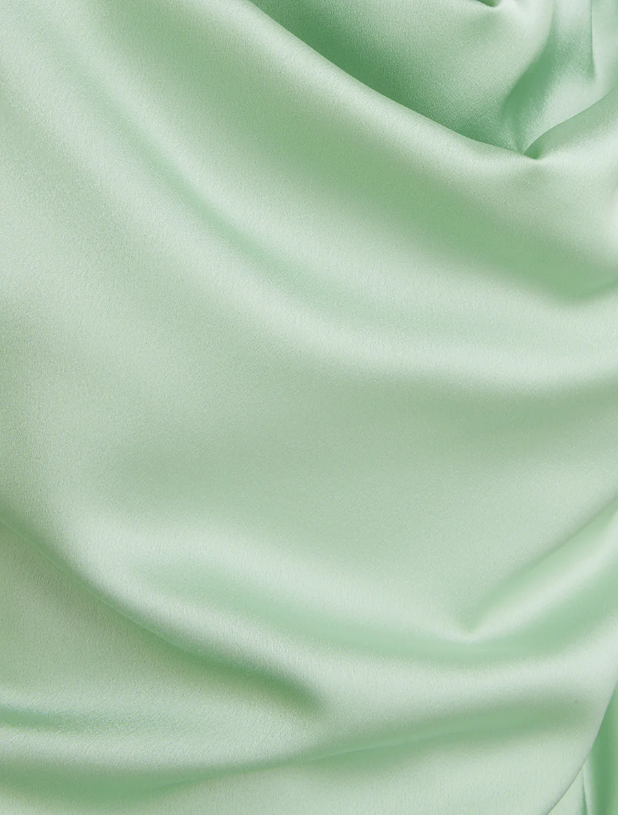 Top satiné à col bénitier - Vert menthe - Image 3