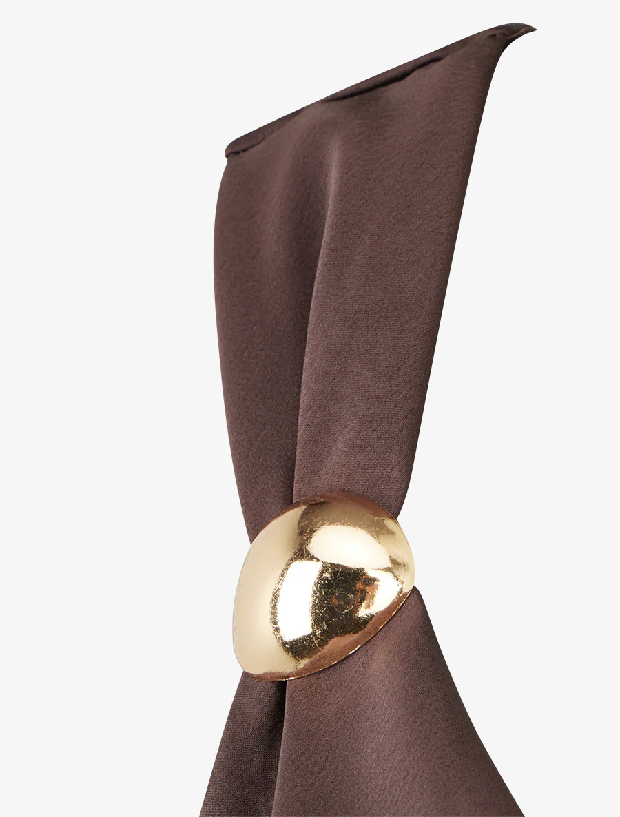 Top satiné à empiècement bijoux - Marron - Image 3