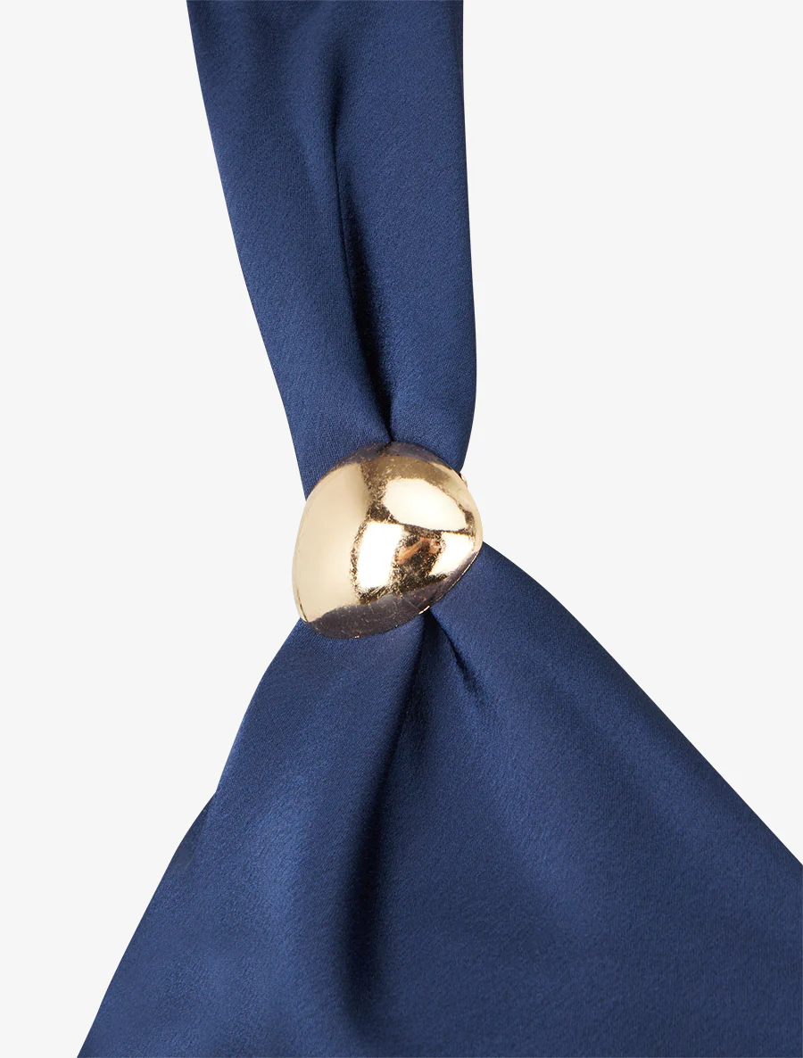 Top satiné à empiècement bijoux - Marine - Image 3