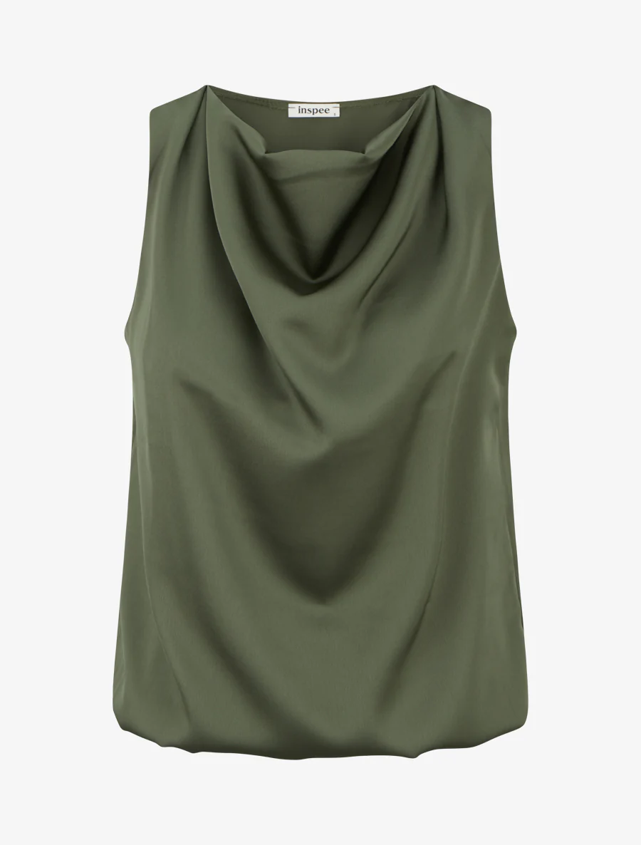 Top satiné coupe boule - Kaki