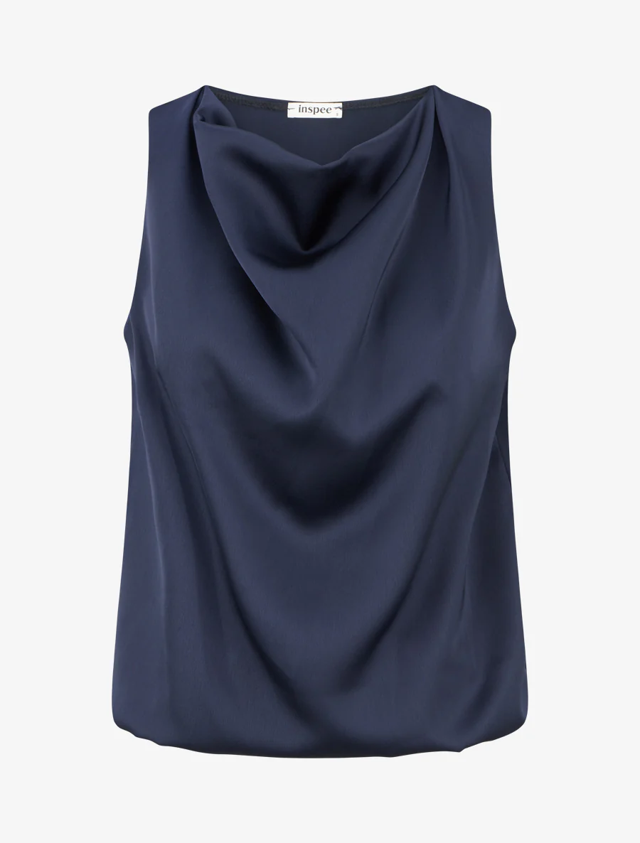 Top satiné coupe boule - Marine