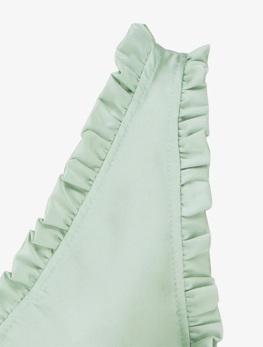 Top satiné sans manches à col volanté - Vert d'eau - Image 3