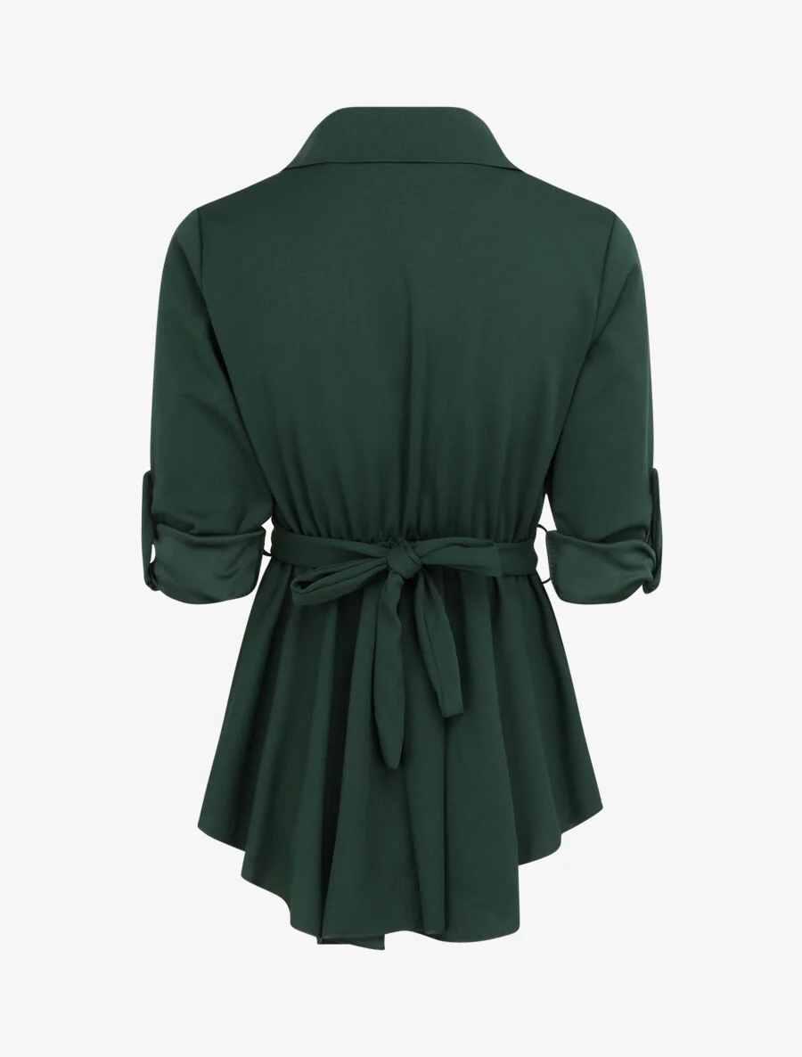 Top style chemise à taille cintrée - Vert sapin - Image 2