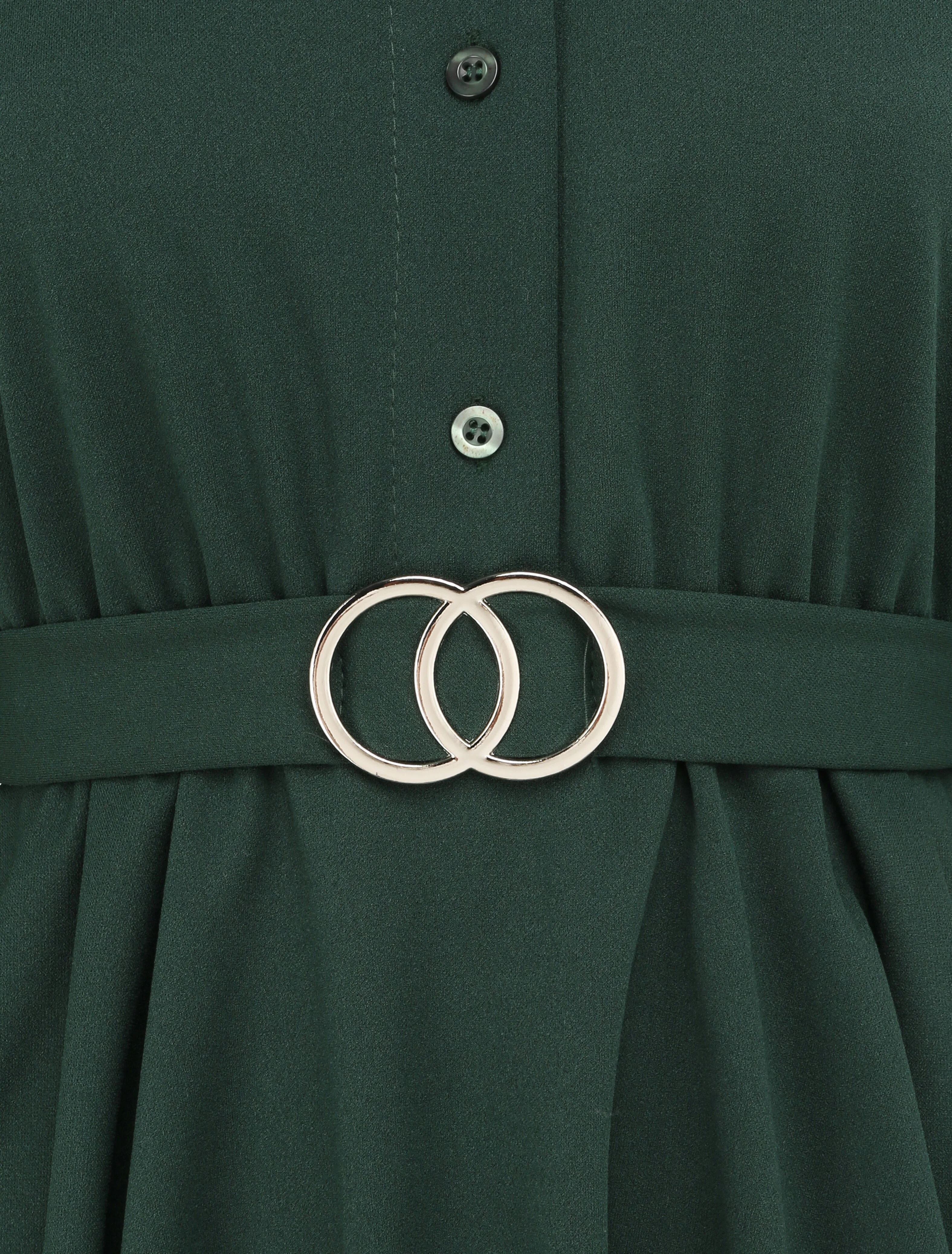 Top style chemise à taille cintrée - Vert sapin - Image 3