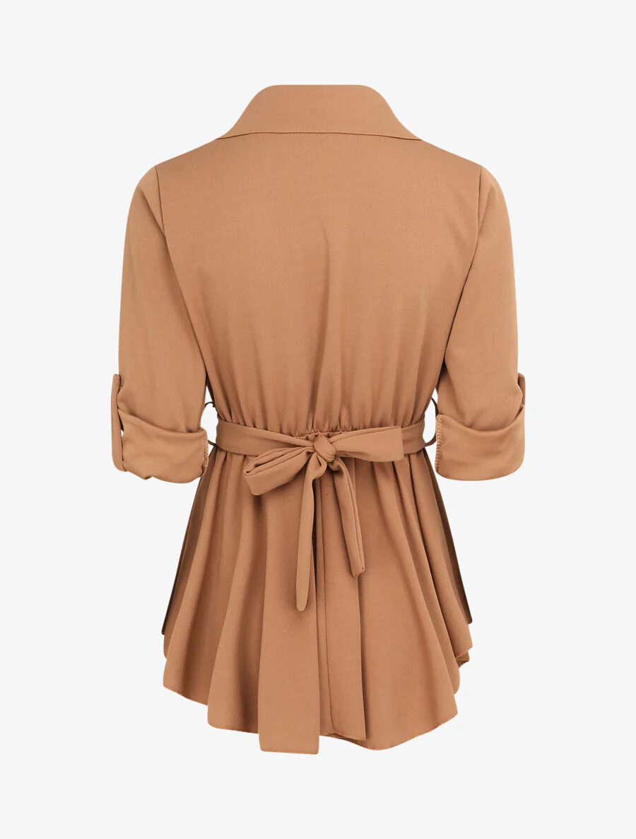 Top style chemise à taille cintrée - Camel - Image 2