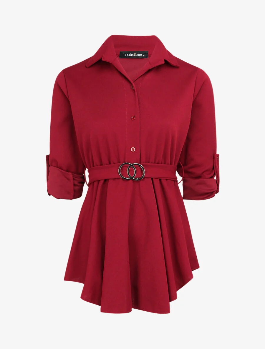 Top style chemise à taille cintrée - Bordeaux