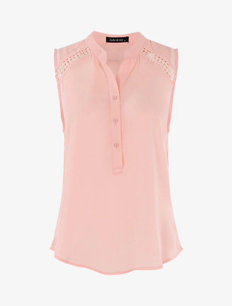 Top style chemise sans manches - rose