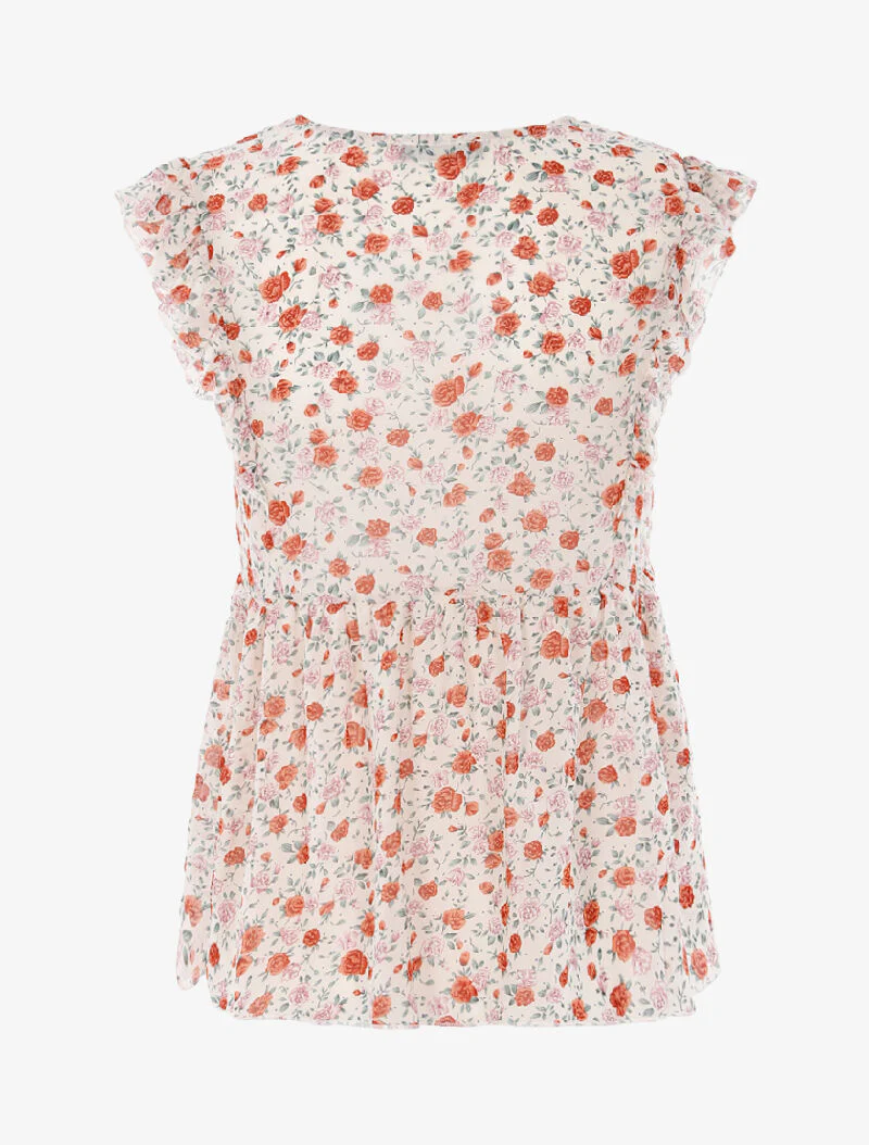 Top transparent fleuri - beige - Image 2