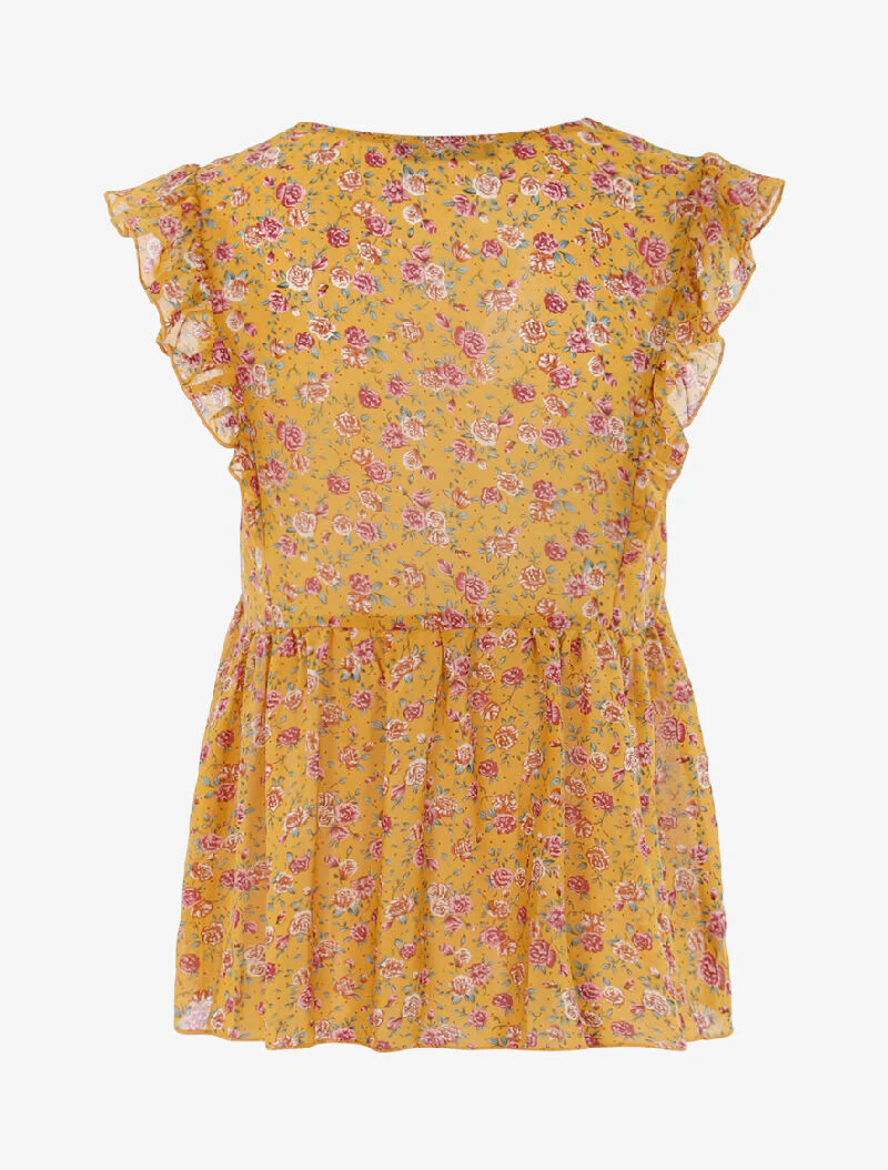 Top transparent fleuri - jaune - Image 2