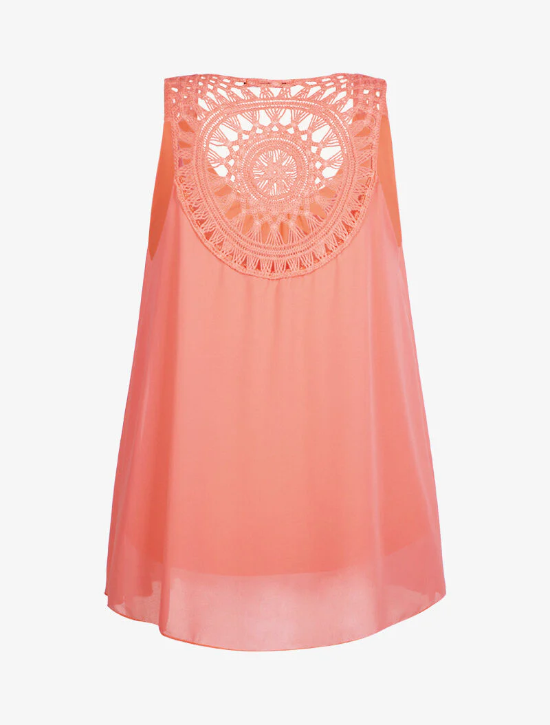 Top trapèze en voile et crochet - rose - Image 2