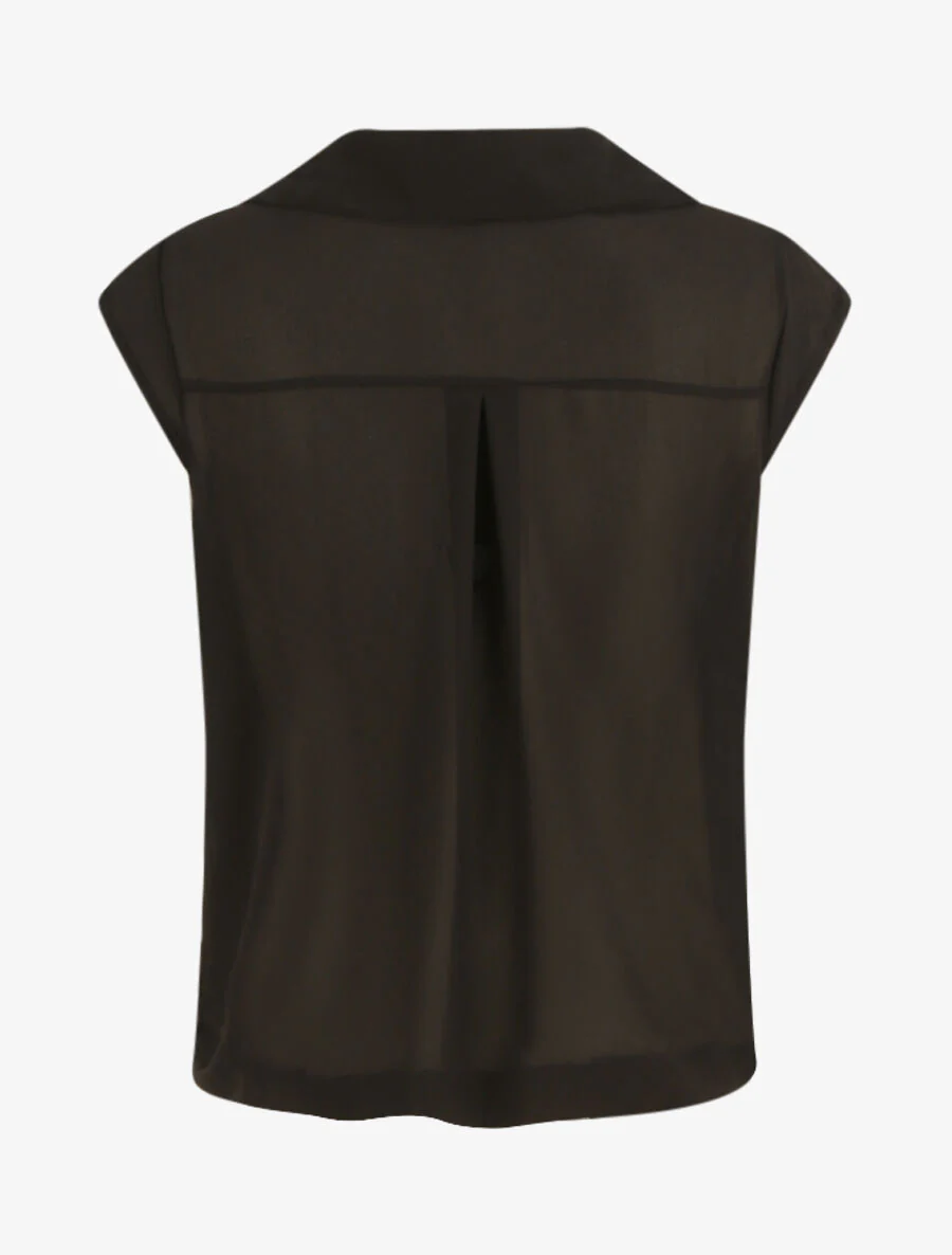Top uni à bas élastiqué - Noir - Image 2