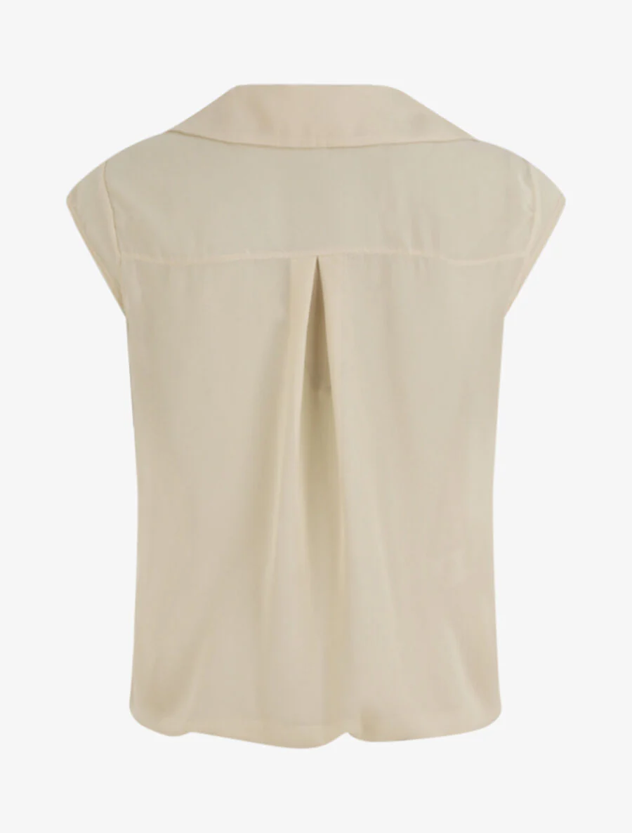 Top uni à bas élastiqué - Beige - Image 2