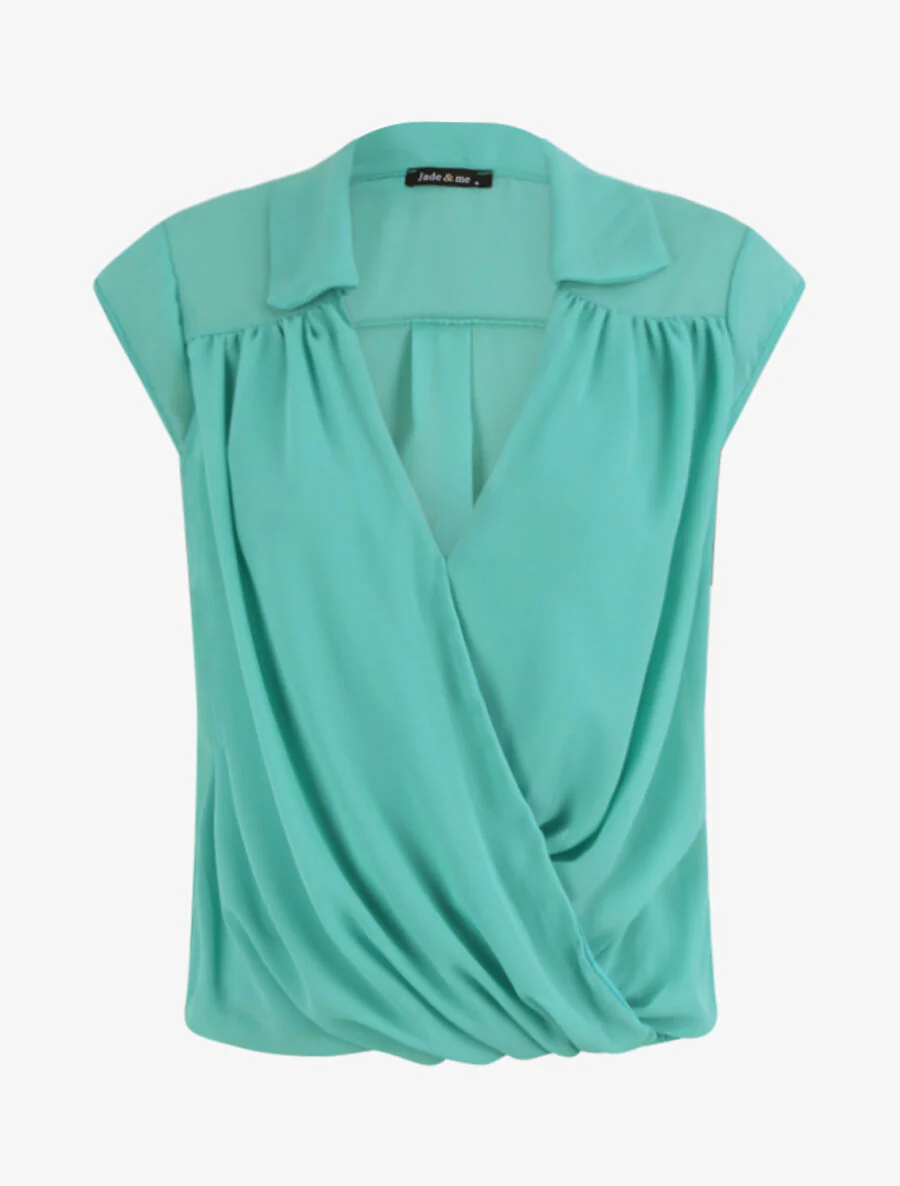 Top uni à bas élastiqué - Vert d'eau